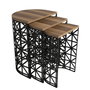 Hanah Home Stil Metal Ferforje - Juego de 3 mesas nido Nogal y Negro